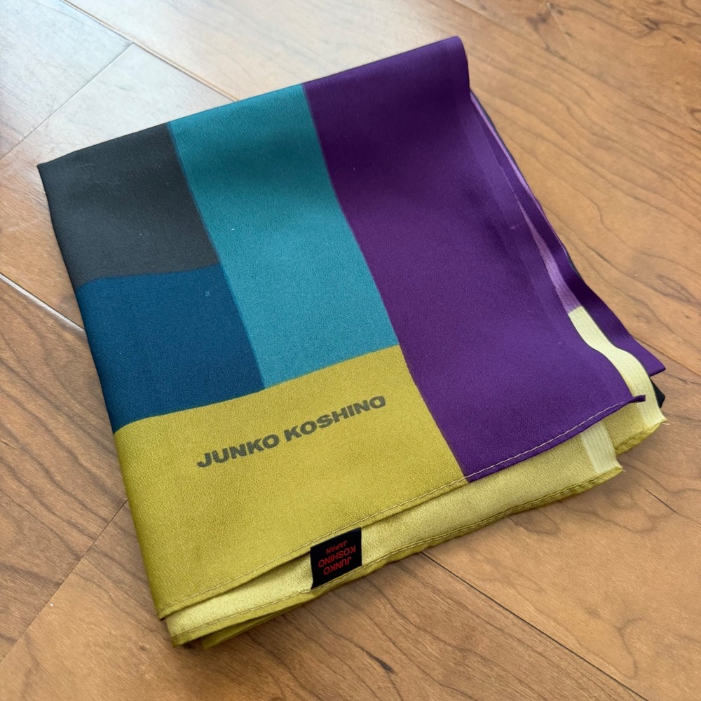 Vintage Junko Koshino Square Scarf Colorblock Geometric MCM